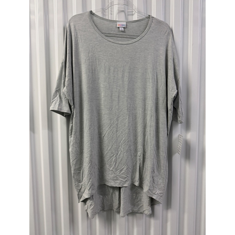 LuLaRoe Irma Tunic Women Large Grey NEW Short Sleeve High-Low Scoop Neck Top